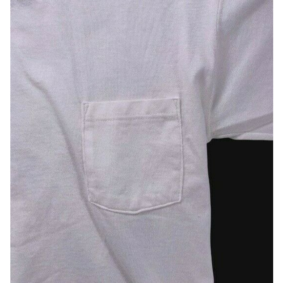 Vintage Tee 90s WHITE BLANK POCKET T-shirt All Cotton Made In USA Medium Blank - Picture 6 of 12